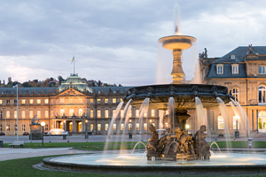 Fountain on campus of Stuttgart university in Germany.