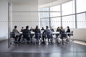 Group of professionals sitting around a table.