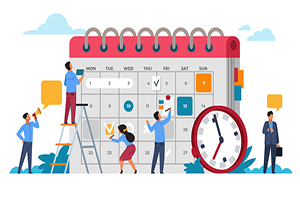 Illustration of a team working on a Calendar.