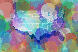 Illustration of the vibrant collection of cultures that make up the united states.