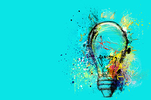 Illustration of a lightbulb representing thought and creativity.