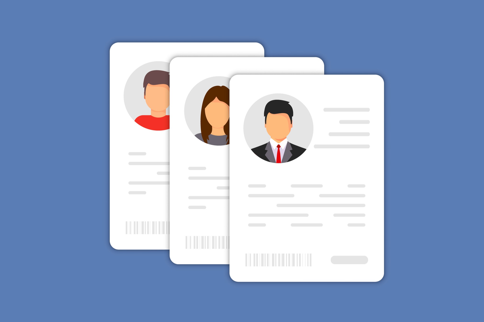 three icons for people's profiles or resume