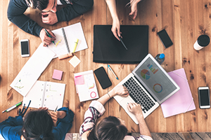 Group of individuals working on a project.