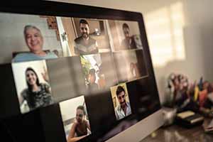 computer screen showing a multi-participant video call