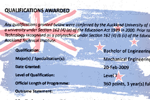 Australian flag makes up the background with the text "qualifications awarded" displayed along with other undistinguished text