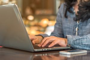 woman working on laptop