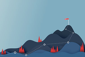 Illustration of a pathway leading up a mountain representing a goal.