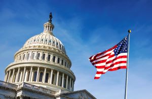 Capitol building dome with flag