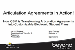 white background with the text "articulation agreements in action!"