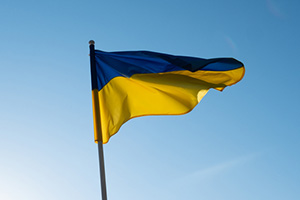 The flag of Ukraine.