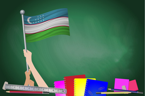 illustration of chalkboard with uzbek flag