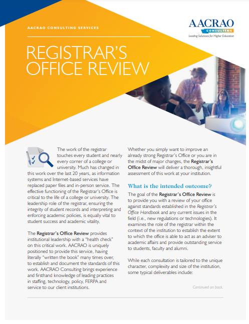 Registrar Office Review Brochure Cover