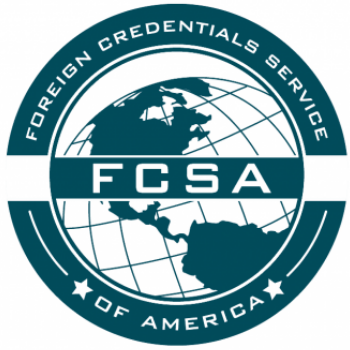 Green FCSA Logo on top of world globe.