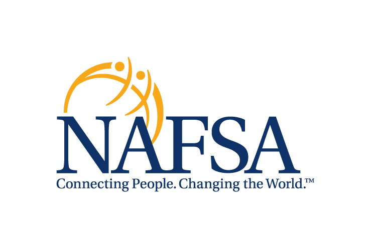 Plain white background with the following text in its center: NAFSA, Connecting People, Changing the World.