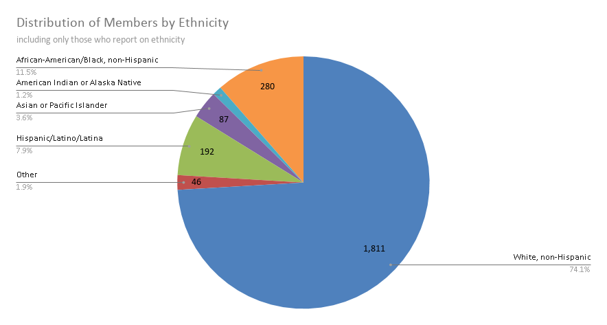 Distribution of Members by Ethnicity - Only Reporting