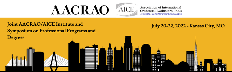 AACRAO and AICE combined logo for symposium on professional programs and degrees