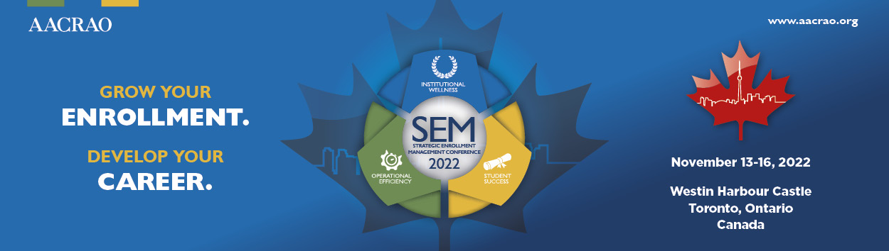AACRAO 2022 SEM Banner Blue with Maple Leaves.