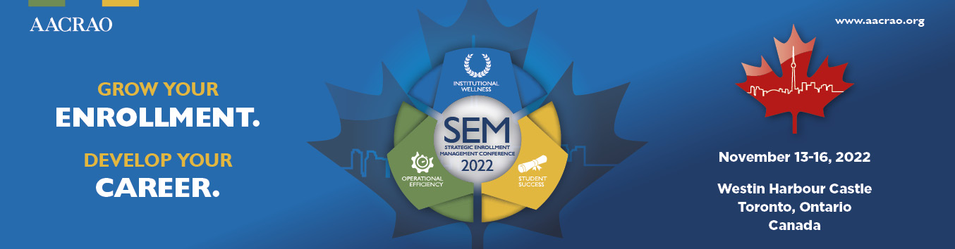 2022 Strategic Enrollment Management, SEM, conference banner with Canadian maple leaf
