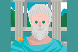 Cartoon depiction of an ancient Greek philosopher.