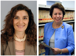 Headshot of Jasmin Saidi-Kuehnert (left) next to a photo of Gloria Nathanson (right).