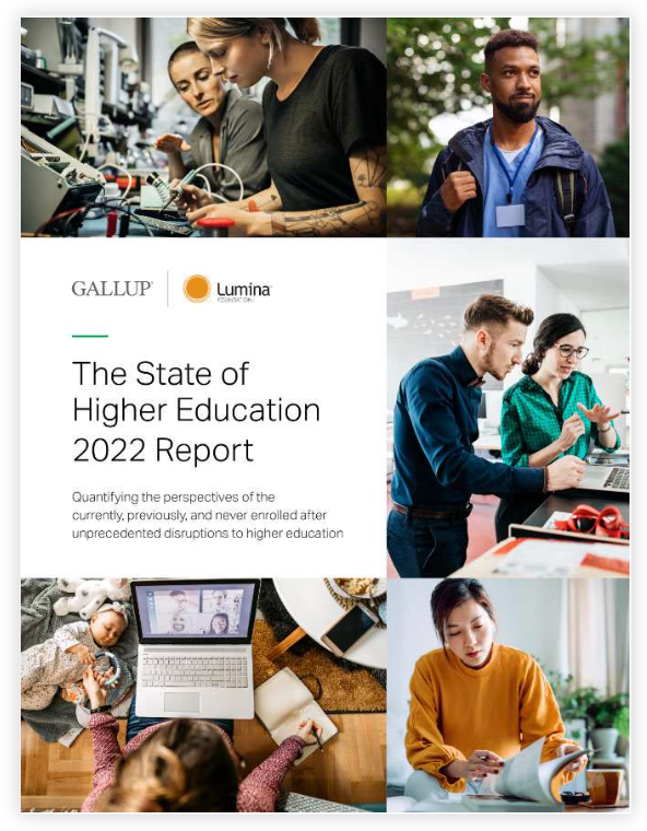 Cover Image of State of Higher Education 2022 Report from Gallup and Lumina Foundation