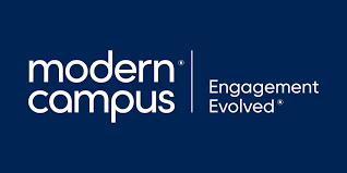 Blue background with white text saying Modern Campus: Engagement Evolved