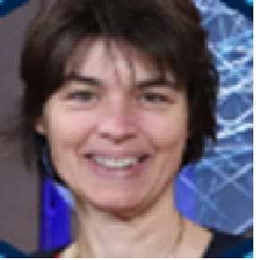 Portrait of a smiling woman with short dark hair