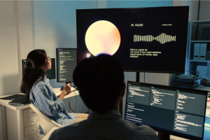 Two people using Agentic AI with software