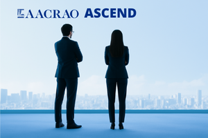 AACRAO ASCEND male and female staring out on city skyline