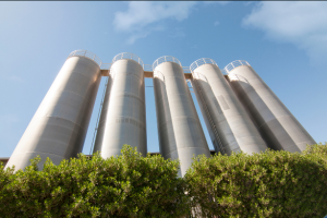 A row of silos