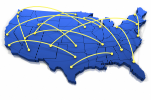 U.S. Map with connections between states