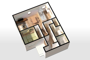 Overhead view of room floorplan