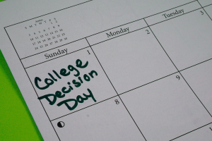Calendar with College Decision Day marked on May 1