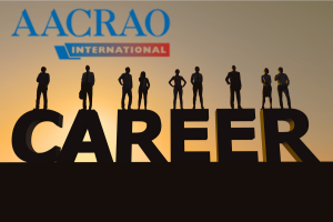 AACRAO International logo with image of people standing on the word CAREER