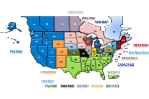 Map showing state and regional ACRAOs