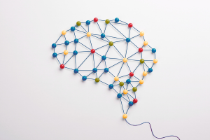 A string with connective nodes resembling a brain