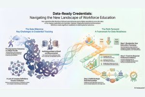 Data ready credentials, image with text about workforce education from UPCEA blog