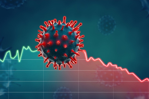 representation of a virus on a downward sloped graph