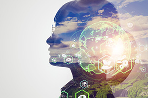 Graphic illustration connecting the ecosystem, data, and technology.