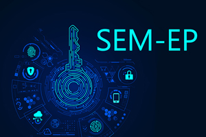 "SEM-EP" displayed in cyan-blue letters next to a translucent symbol of a key