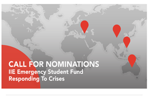 Call for nominations text over map of globe with four pinpoints in designated areas