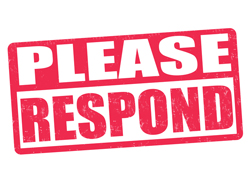 Red stamp that says "please respond" in bold lettering.