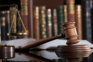 gavel and scale in law library