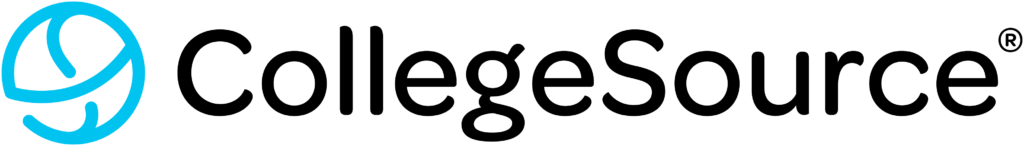 baby blue simplified ball logo next to the text "CollegeSource"