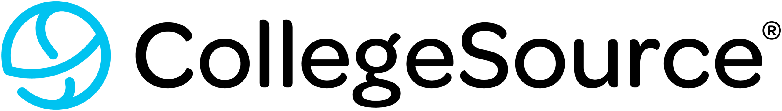 Baby blue simplified ball logo next to the text "CollegeSource".