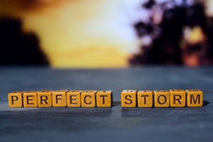yellow bracelet beads spelling out "perfect storm"
