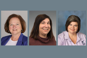 headshots of Sarah McAbee, Kristen Salomonson, and Sherry Waldon Wells (left to right)