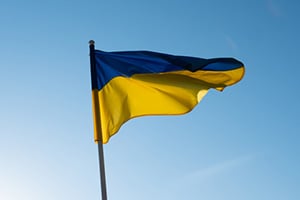 The flag of Ukraine.