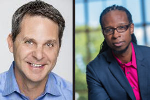 Two professional headshots of people in business attire