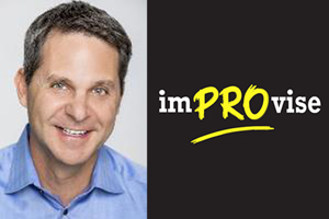 headshot of Joel Zeff next to the text, "improvise"